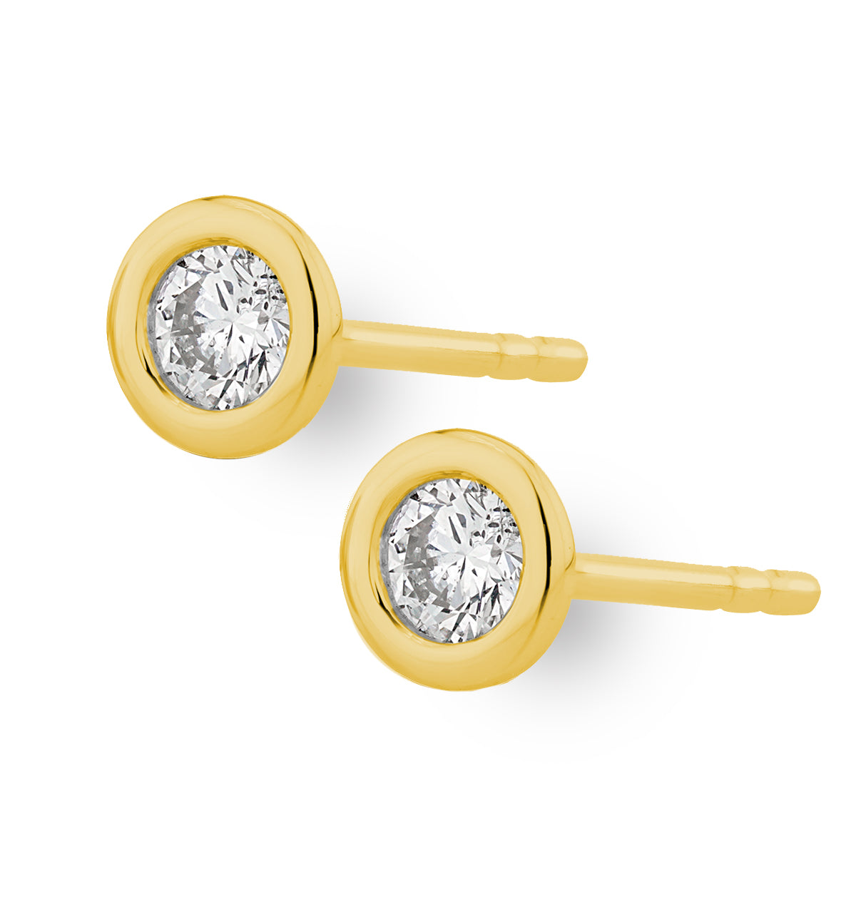 0.20ct Lab Diamond Rub Over Stud Earrings in 9K Gold - 4.6mm